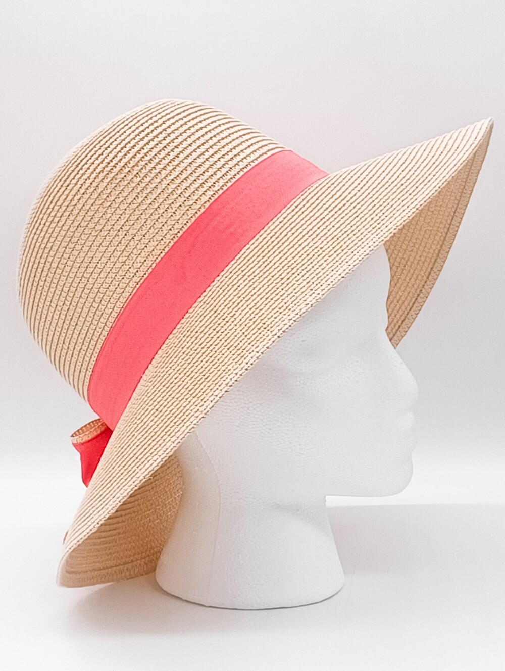 New Tahari Hemp Straw Toucan Pip Sun Hat with Crosgrain & Ribbon ~ Cream Beige